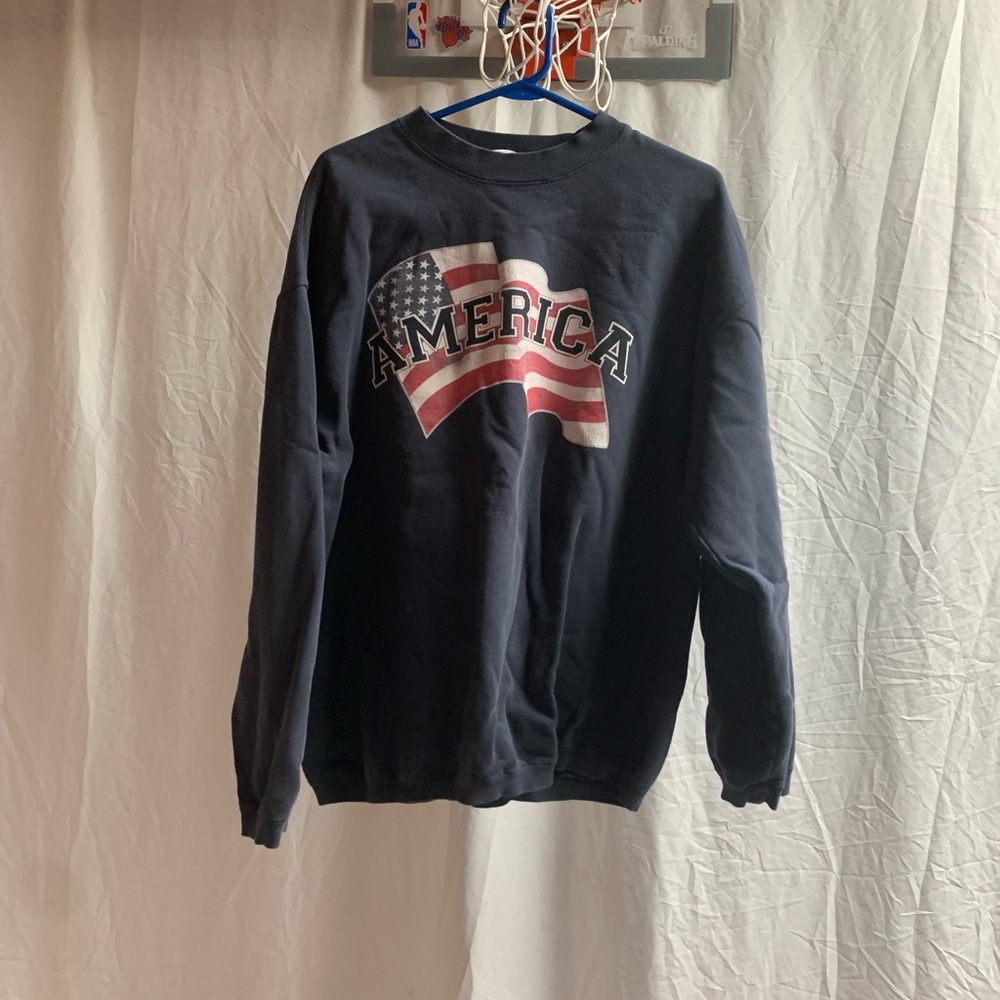 Vintage Ritz America Flag Crewneck Sweatshirt Sz L